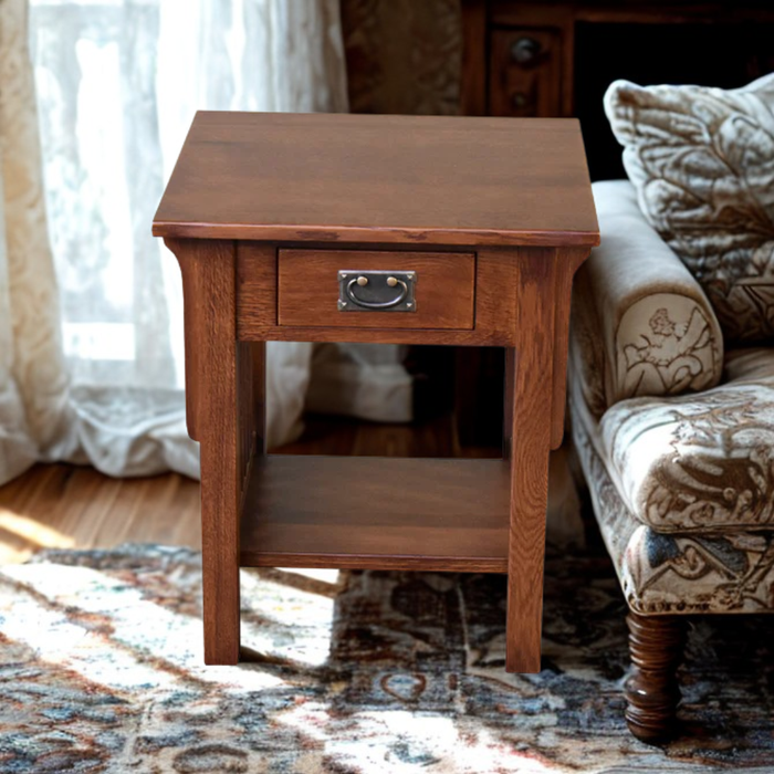 *Mission 1 Drawer Crofter End Table - Golden Brown (GB1)