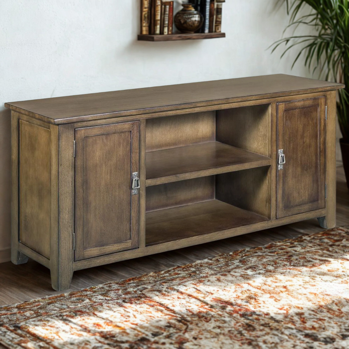 Mission 2 Door Quarter Sawn Oak TV Stand - Walnut