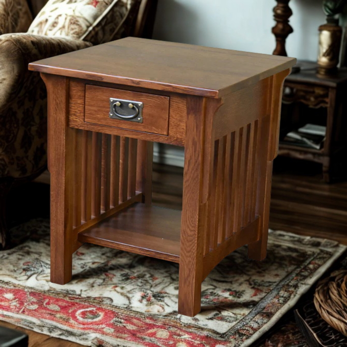 *Mission 1 Drawer Crofter End Table - Golden Brown (GB1)