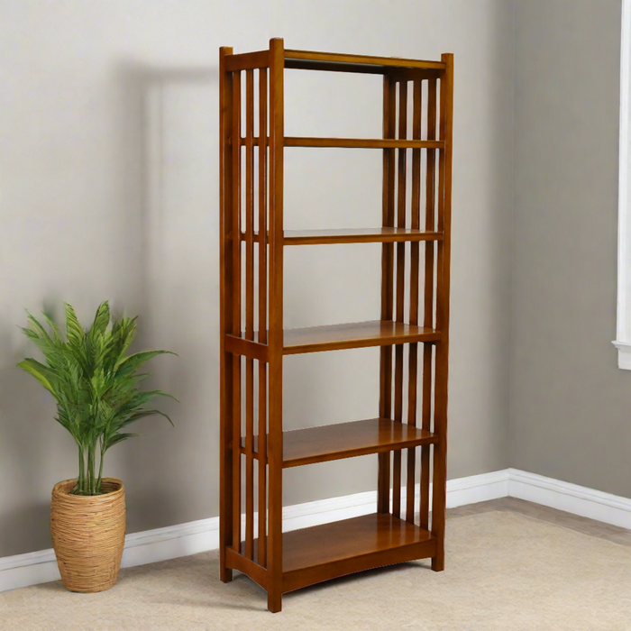 Mission Spindle Side 5 Shelf Bookcase - Michael's Cherry (MC1)