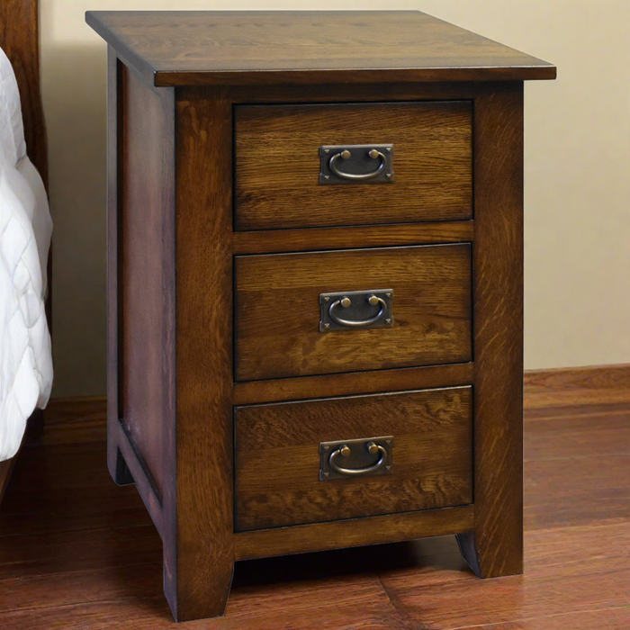 Mission Quarter Sawn Oak 3 Drawer Nightstand