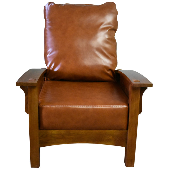 Craftsman / Mission Leather and Oak Morris Chair - Russet Brown Leather (RB2) - Crafters and Weavers