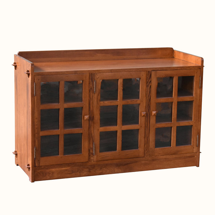 SOLD OUT Mission Oak 3 Door Console - Michael's Cherry (MC1) - Crafters and Weavers