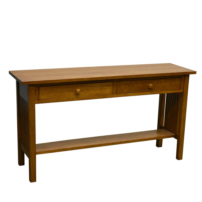 Mission Oak Console Table With 2 Drawers - Michael's Cherry (MC1) - Crafters and Weavers