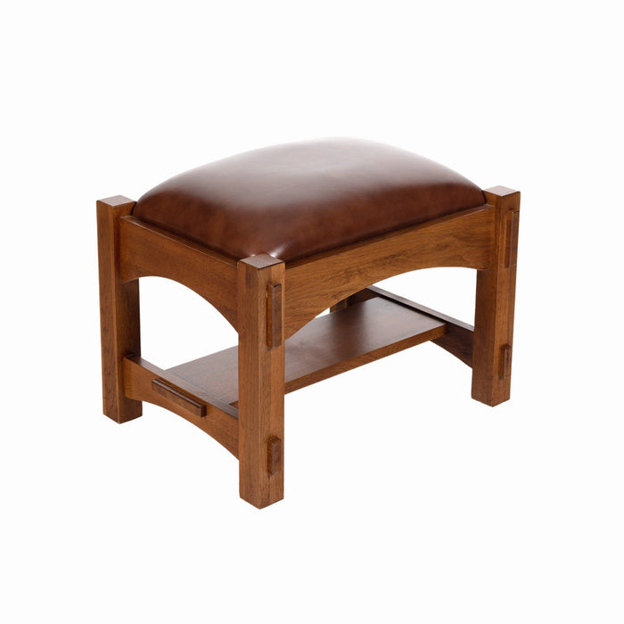 Mission Leather and Oak Armchair / Living Room chair - Chestnut