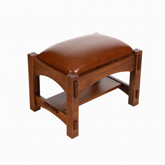 Mission Leather and Oak Armchair / Living Room chair - Russet