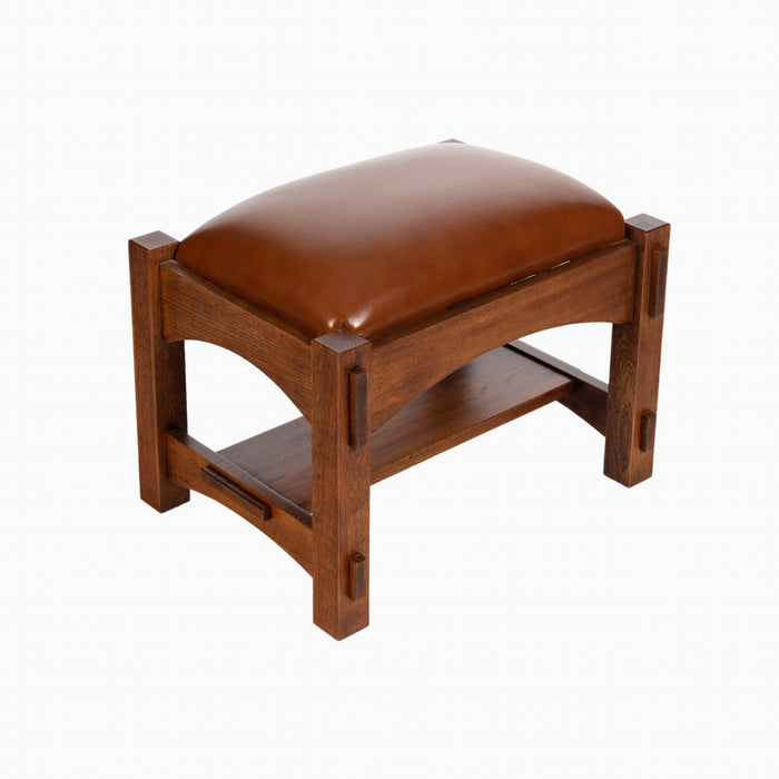 Mission Leather and Oak Armchair / Living Room chair - Russet