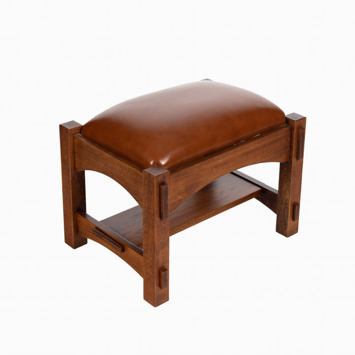 Craftsman / Mission Leather and Oak Armchair - Russet Brown