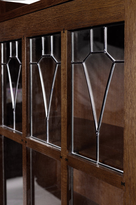 Mission Leaded Glass Bookcase with Lock & Key