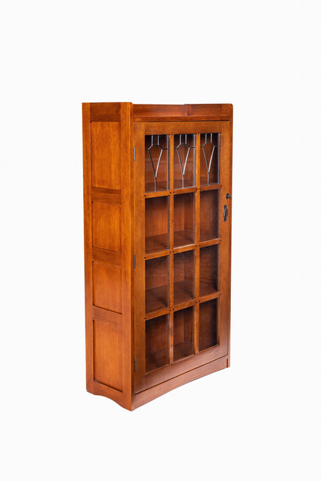 Mission Leaded Glass Bookcase with Lock & Key