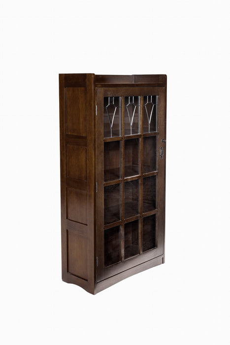 Mission Leaded Glass Bookcase with Lock & Key