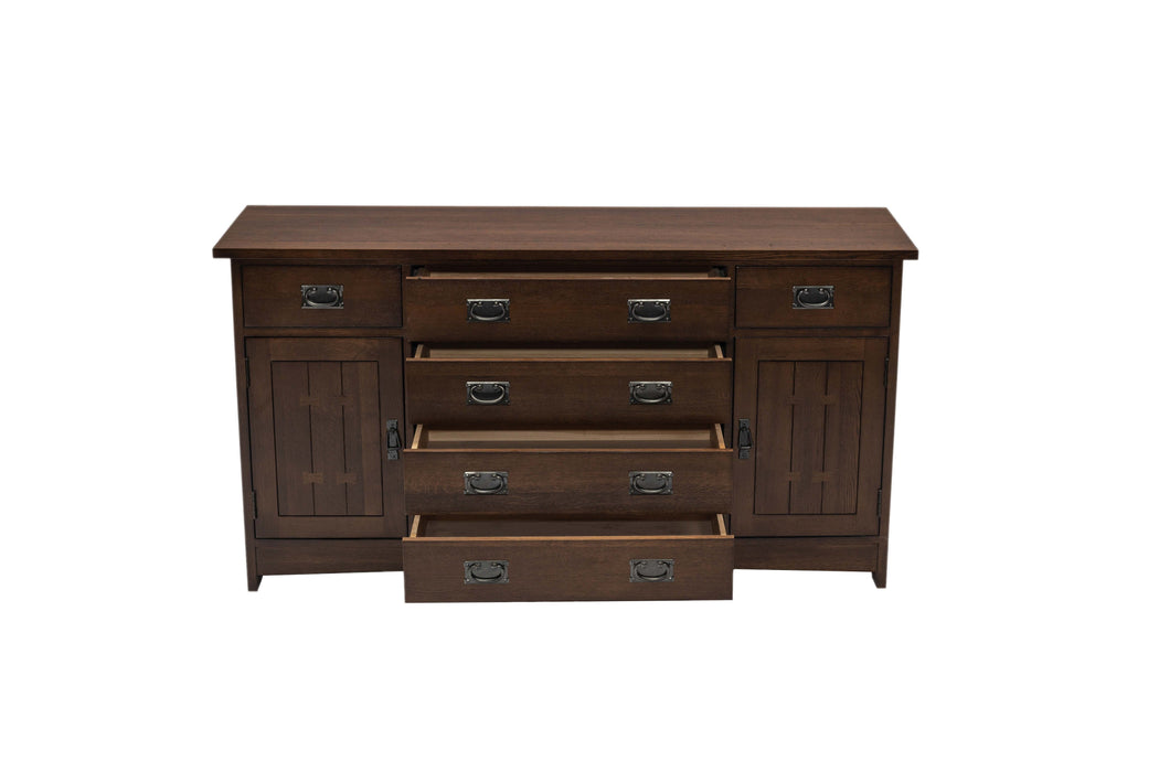 Mission Oak 6-Drawer 62" Sideboard - Walnut