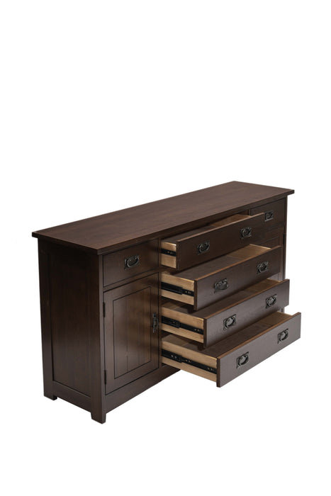 Mission Oak 6-Drawer 62" Sideboard - Walnut