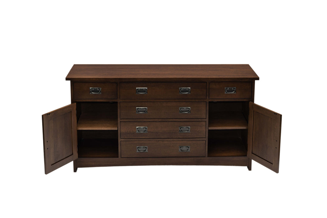 Mission Oak 6-Drawer 62" Sideboard - Walnut