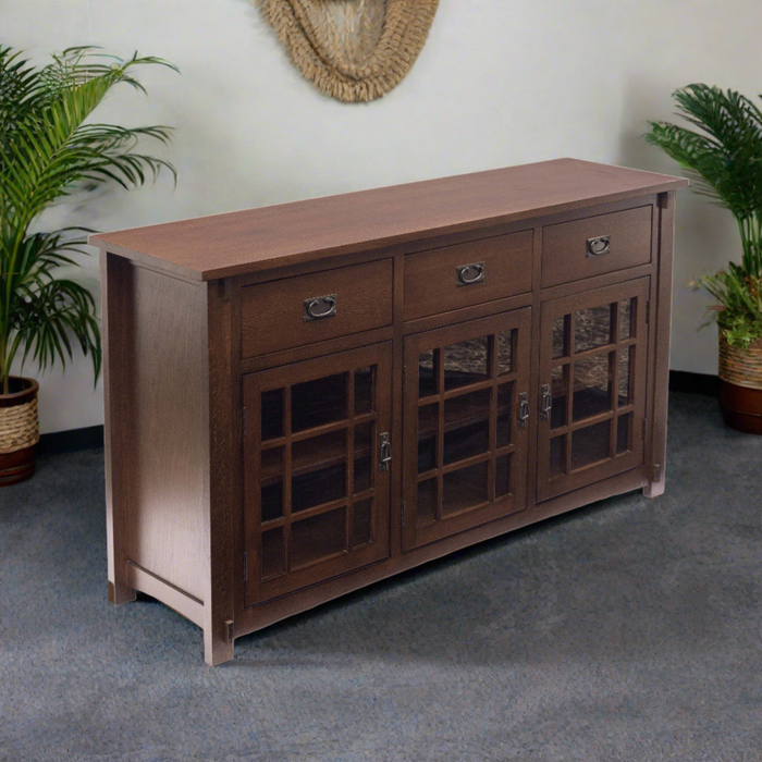 Craftsman Mission Solid Oak Sideboard - 65"