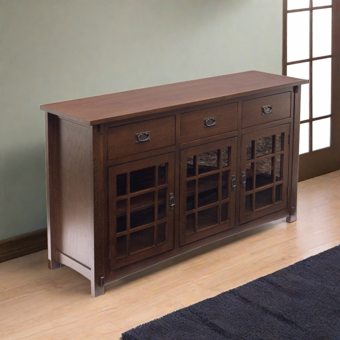 Craftsman Mission Solid Oak Sideboard - 65"