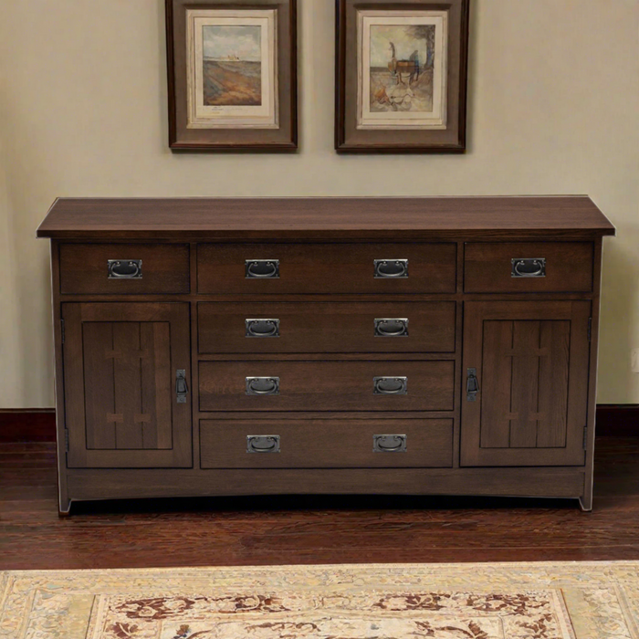 Mission Oak 6-Drawer 62" Sideboard - Walnut