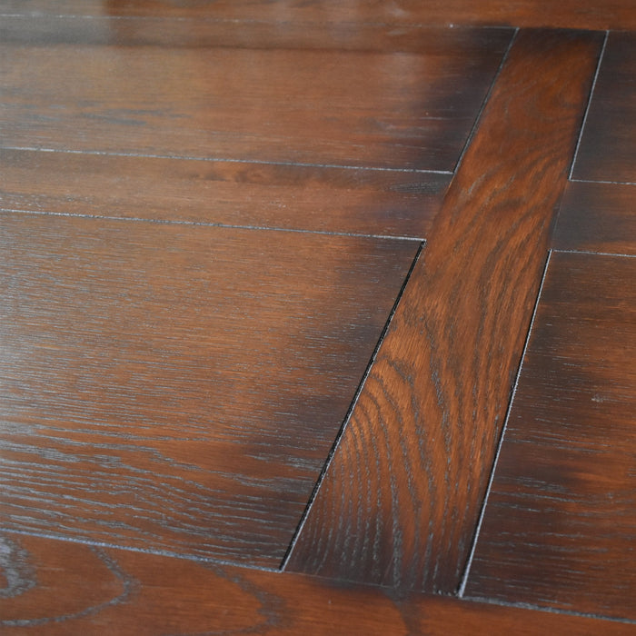 Mission Style Oak Stow Leaf Dining Table (2 Colors Available) - Walnut - Crafters and Weavers