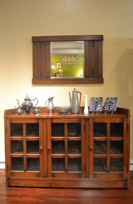 SOLD OUT Mission Oak 3 Door Console - Walnut (W1) - Crafters and Weavers