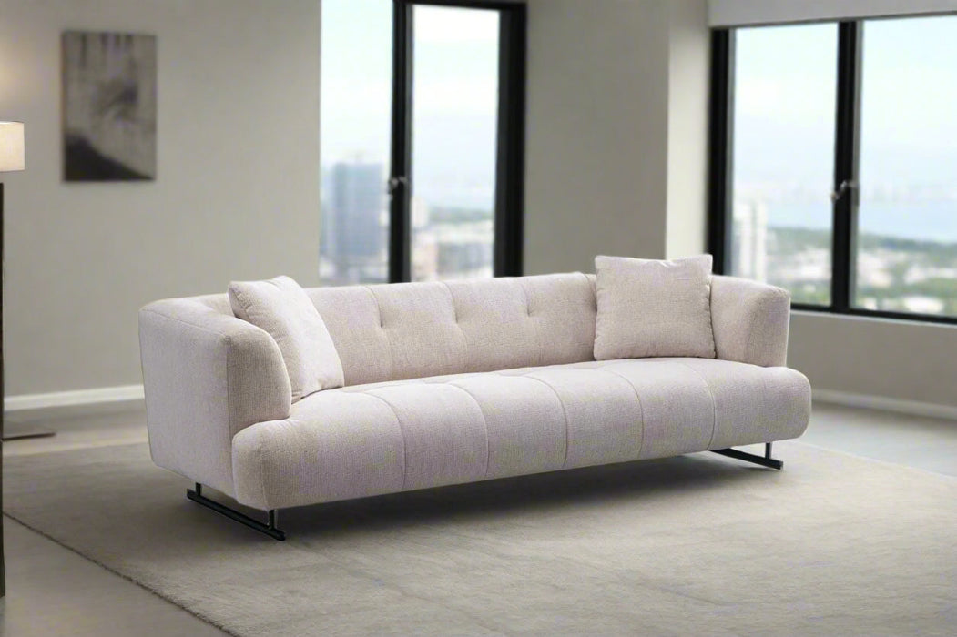 Arden Collection Modern Fabric 3-Seater Sofa - White