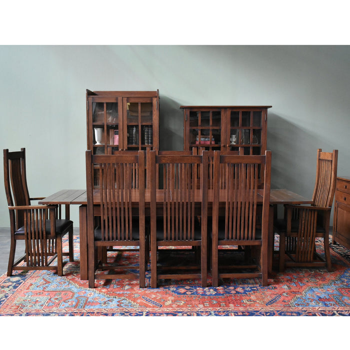 Mission Style Oak Stow Leaf Dining Table (2 Colors Available) - Walnut - Crafters and Weavers