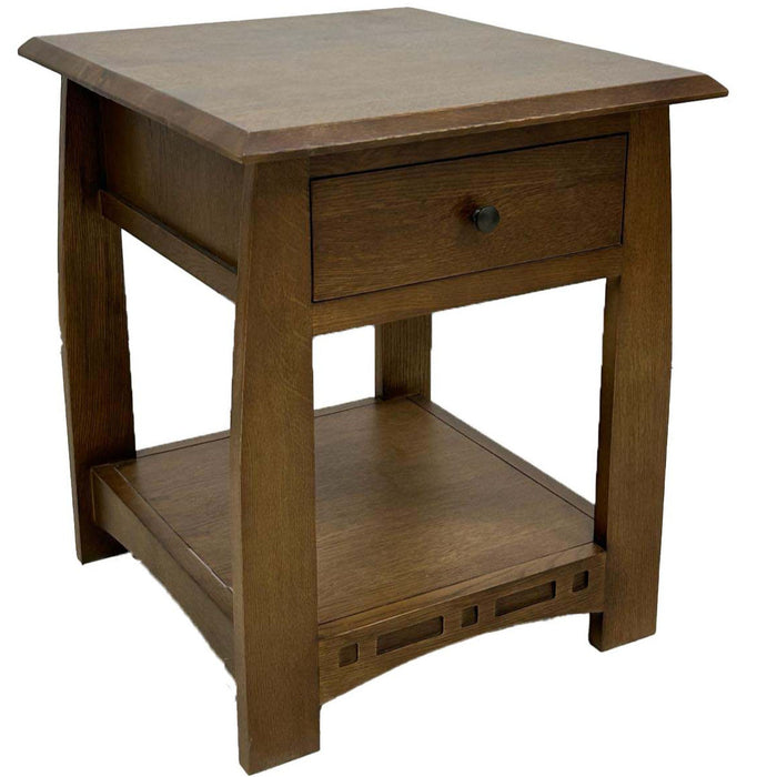 Mission Quarter Sawn White Oak 1 Drawer Inlay End Table - Walnut stain