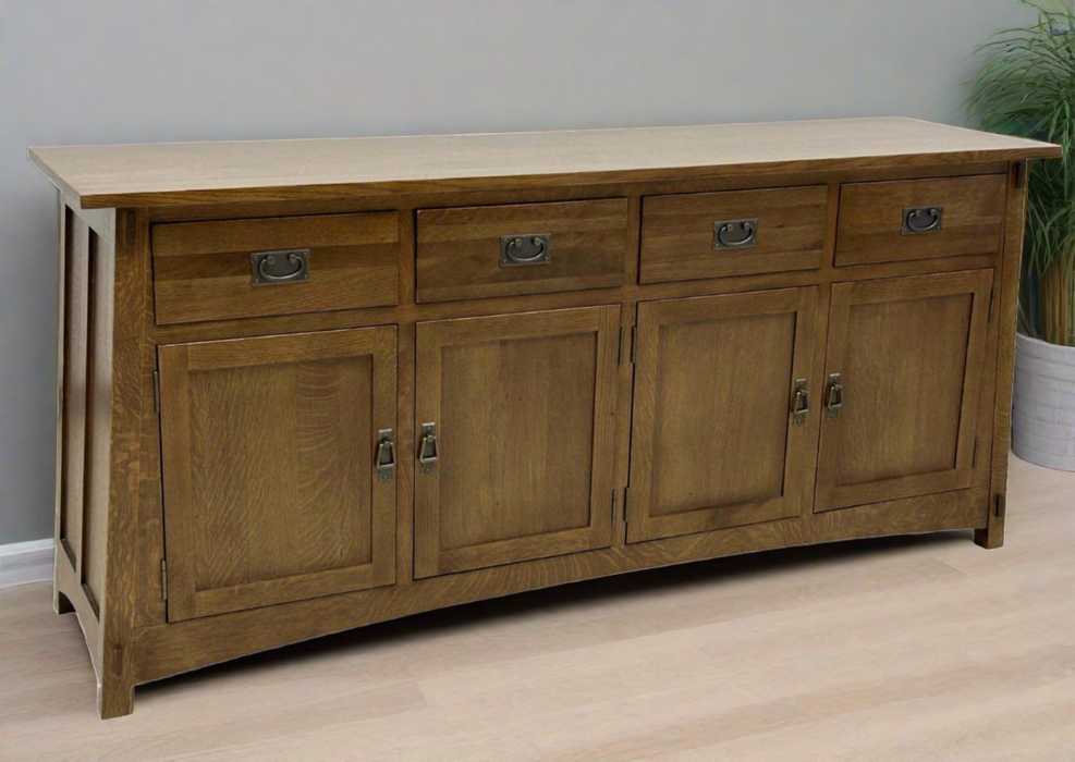 Mission 4 Door 4 Drawer Oak Sideboard - Walnut