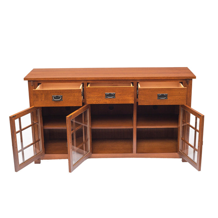 Craftsman Mission Solid Oak Sideboard - 65"